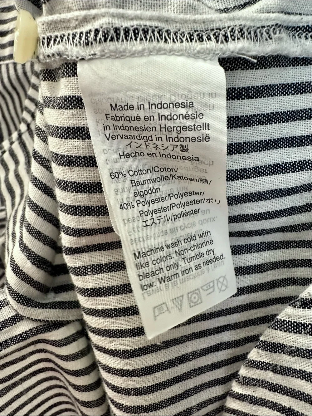 Madewell Puff Sleeve Button Down Shirt White Navy Stripe XS Top